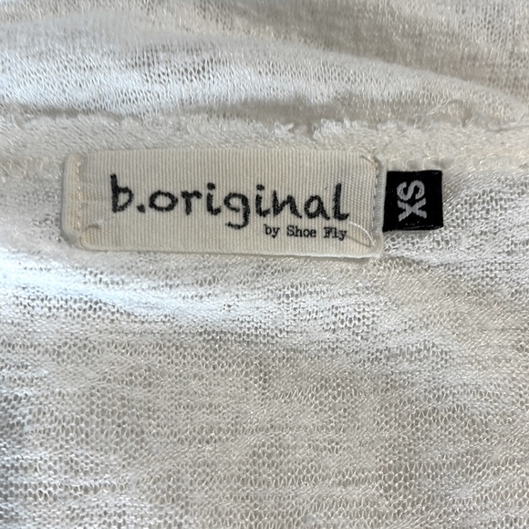 White Top Short Sleeve B Original Raw Hem Solid Oversized XS Womens - Picture 11 of 12